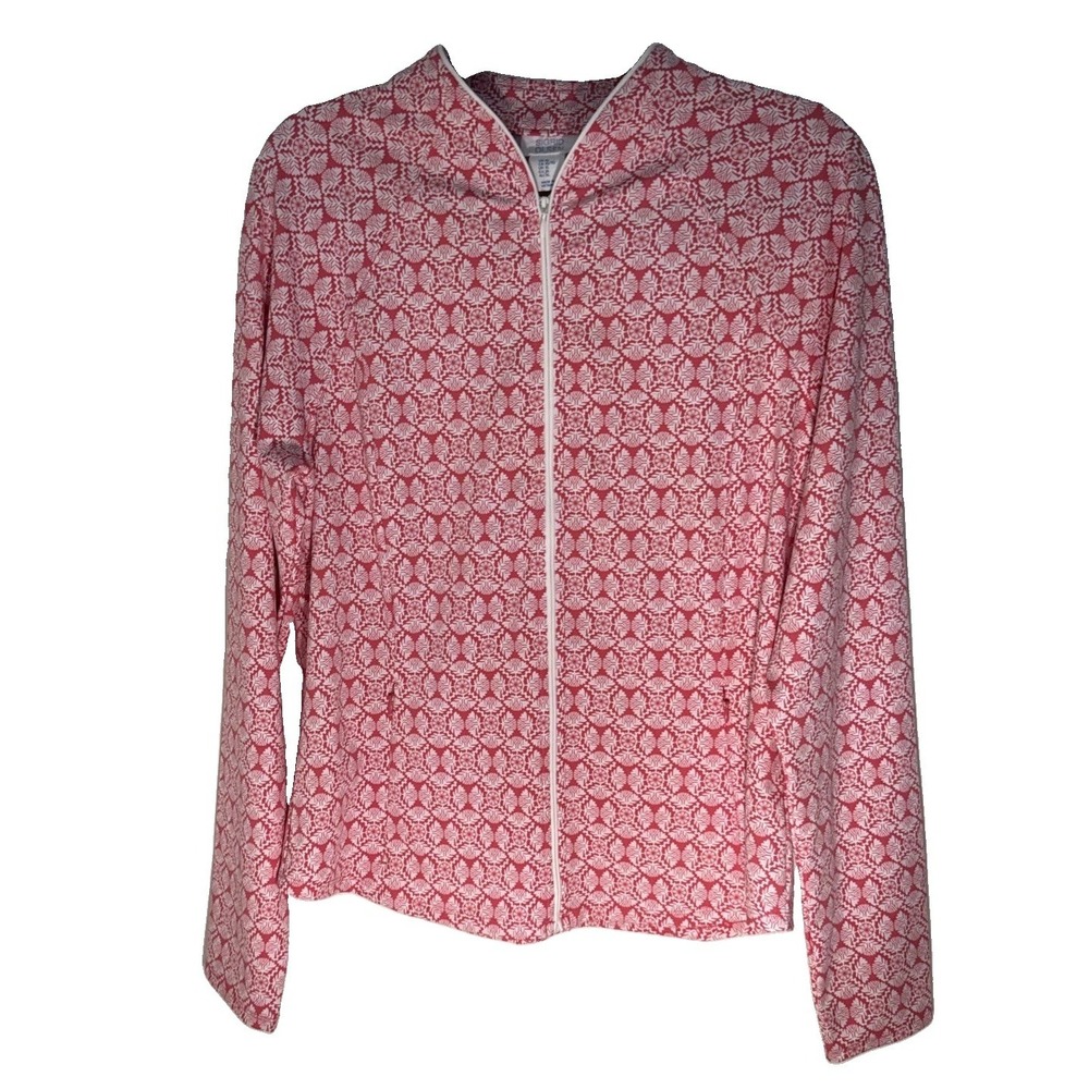Sigrid Olsen Full Zip Golf And Tennis Top Pink and White Sz Lg, Sports, Casual.